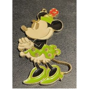 Walt Disney Productions Vintage Minnie Mouse Green Black White Red Pendant